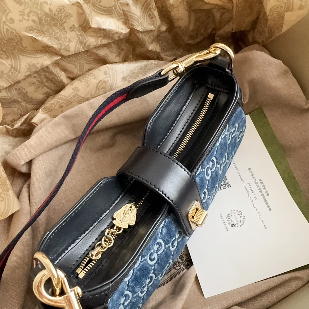 [TOP] GUCCI Lido Bag 12x24x5cm - Denim