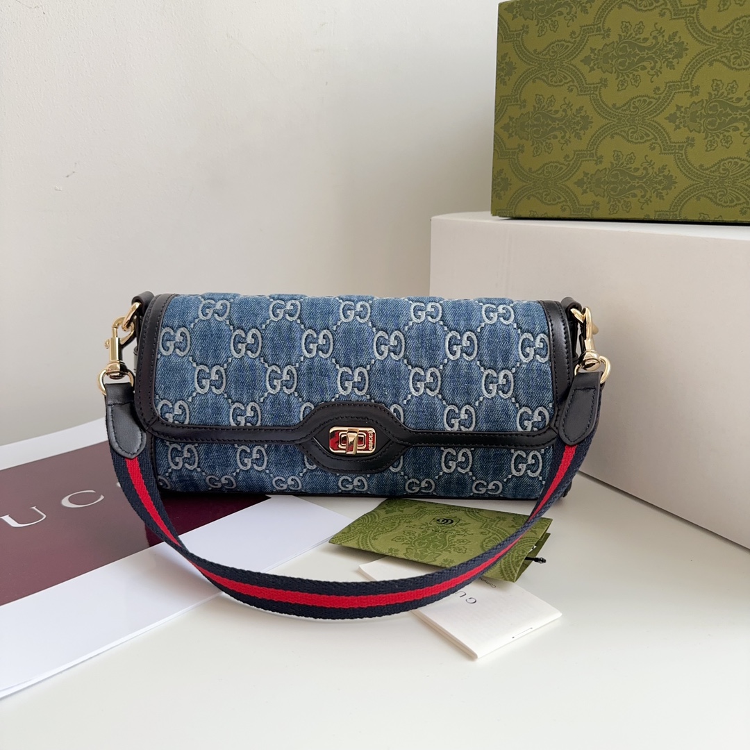[TOP] GUCCI Lido Bag 27.5x12.5x6.5cm - Denim