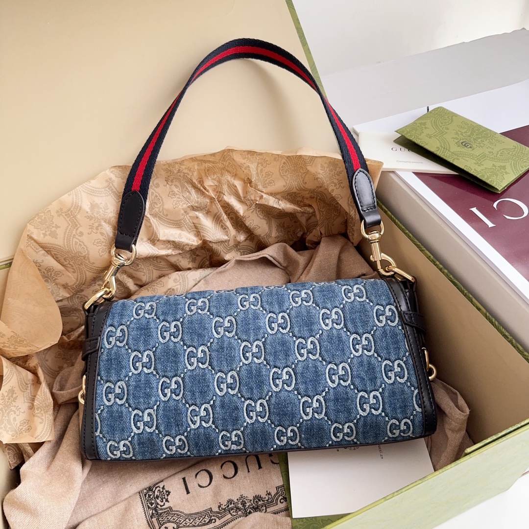 [TOP] GUCCI Lido Bag 27.5x12.5x6.5cm - Denim
