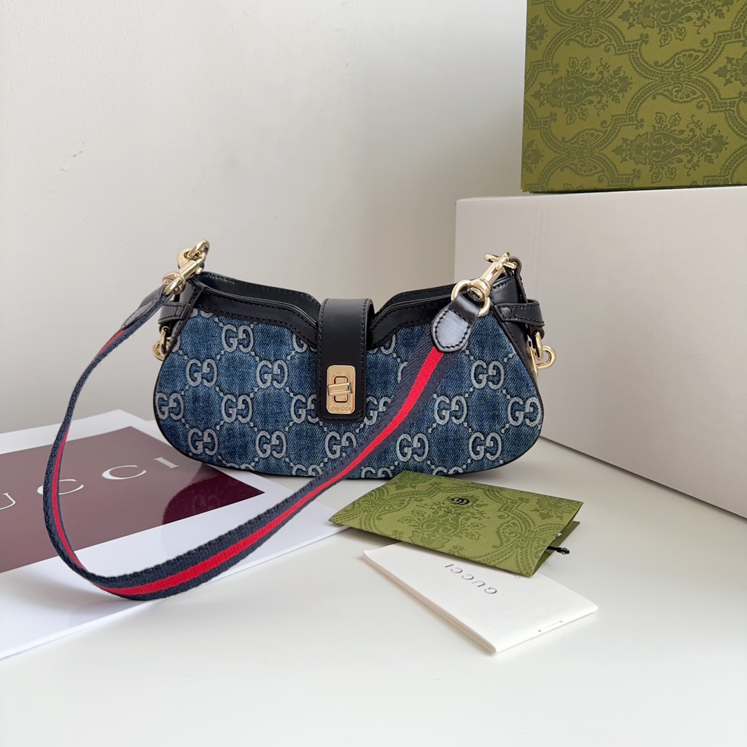 [TOP] GUCCI Lido Bag 12x24x5cm - Denim
