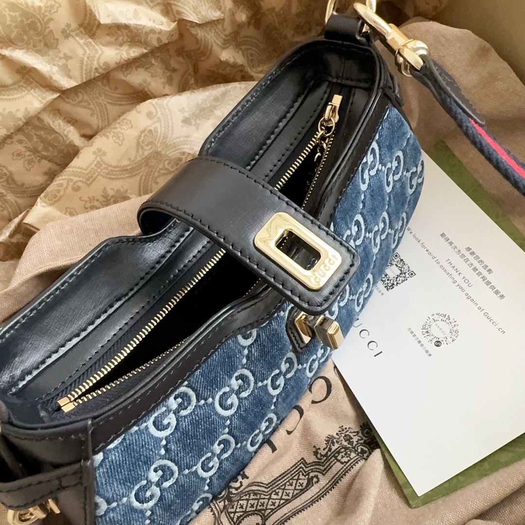 [TOP] GUCCI Lido Bag 12x24x5cm - Denim