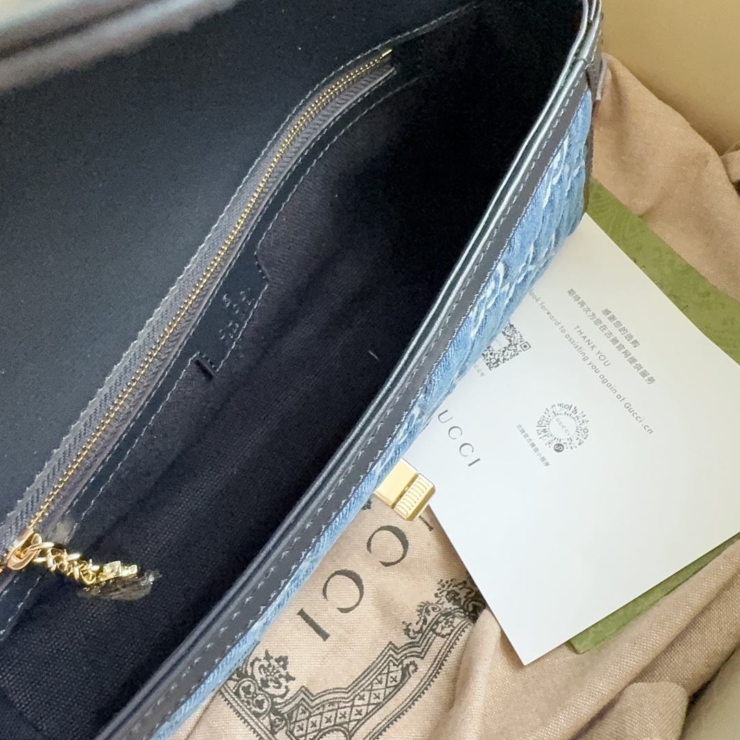 [TOP] GUCCI Lido Bag 27.5x12.5x6.5cm - Denim