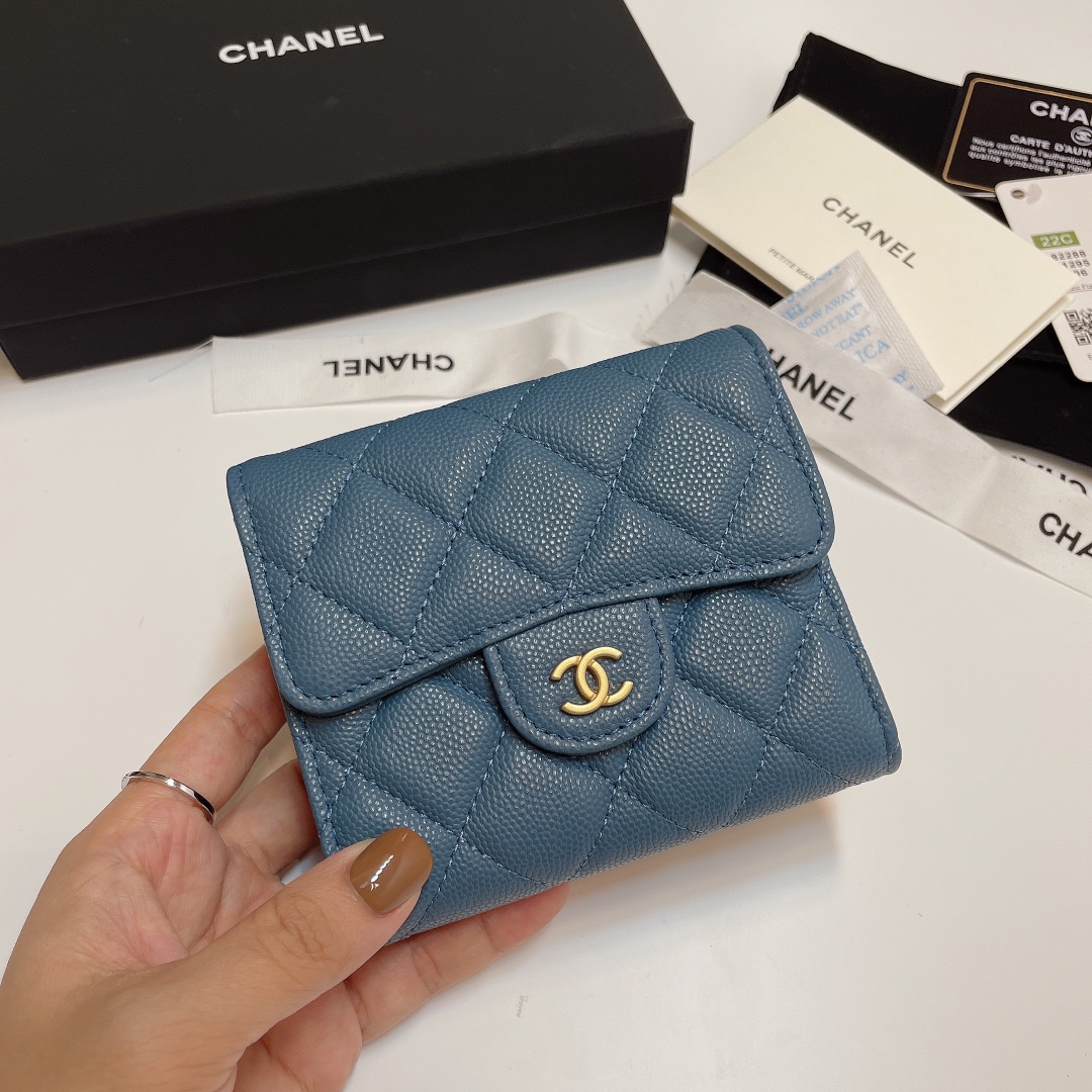 [TOP] CHANEL Lozenge Three Fold Wallet 11*10cm - 11 Colour