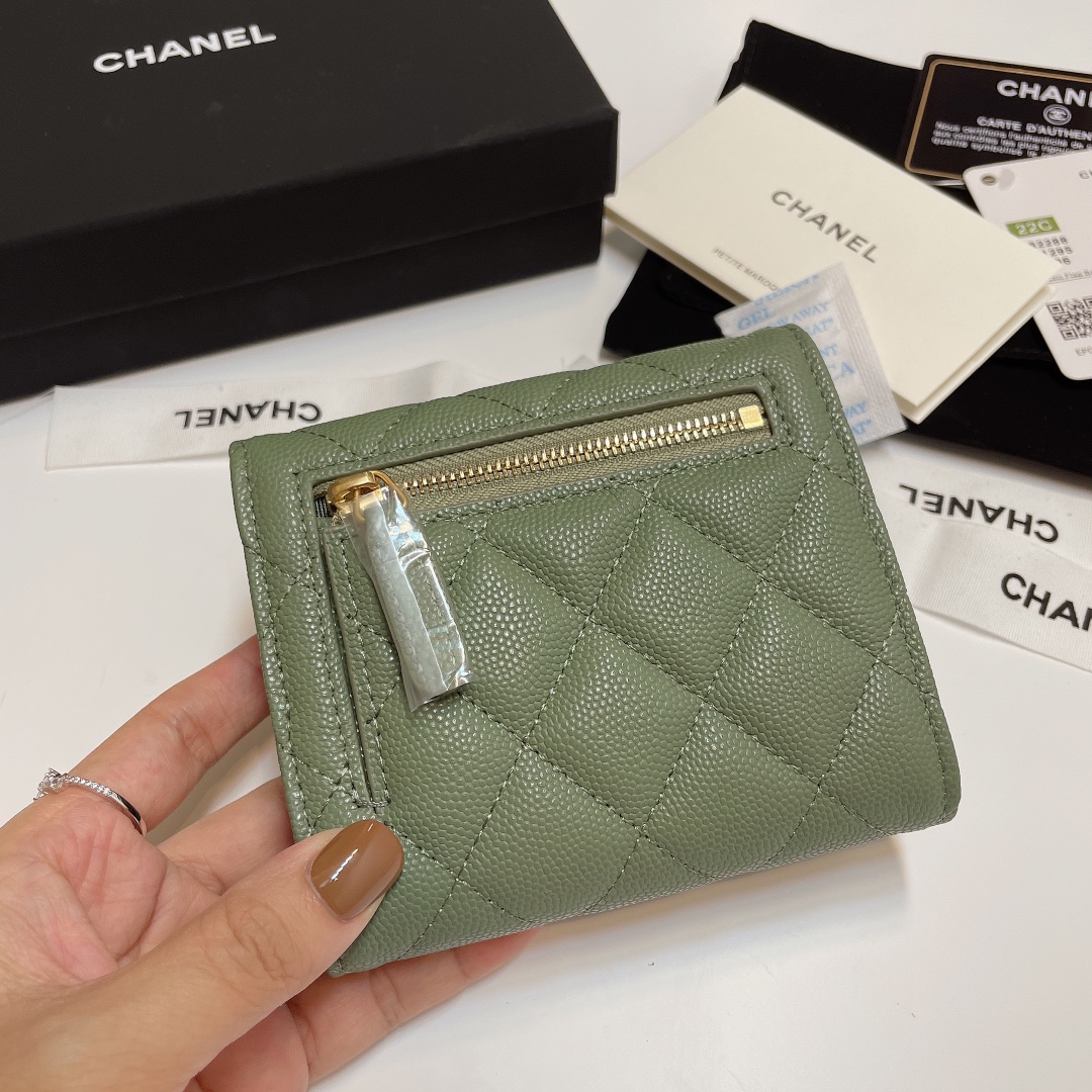 [TOP] CHANEL Lozenge Three Fold Wallet 11*10cm - 11 Colour