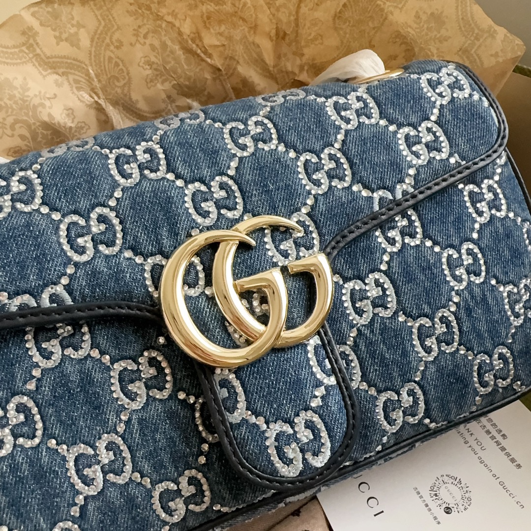 [TOP] GUCCI Lido GG Marmont Bags 26x15x7cm - Denim
