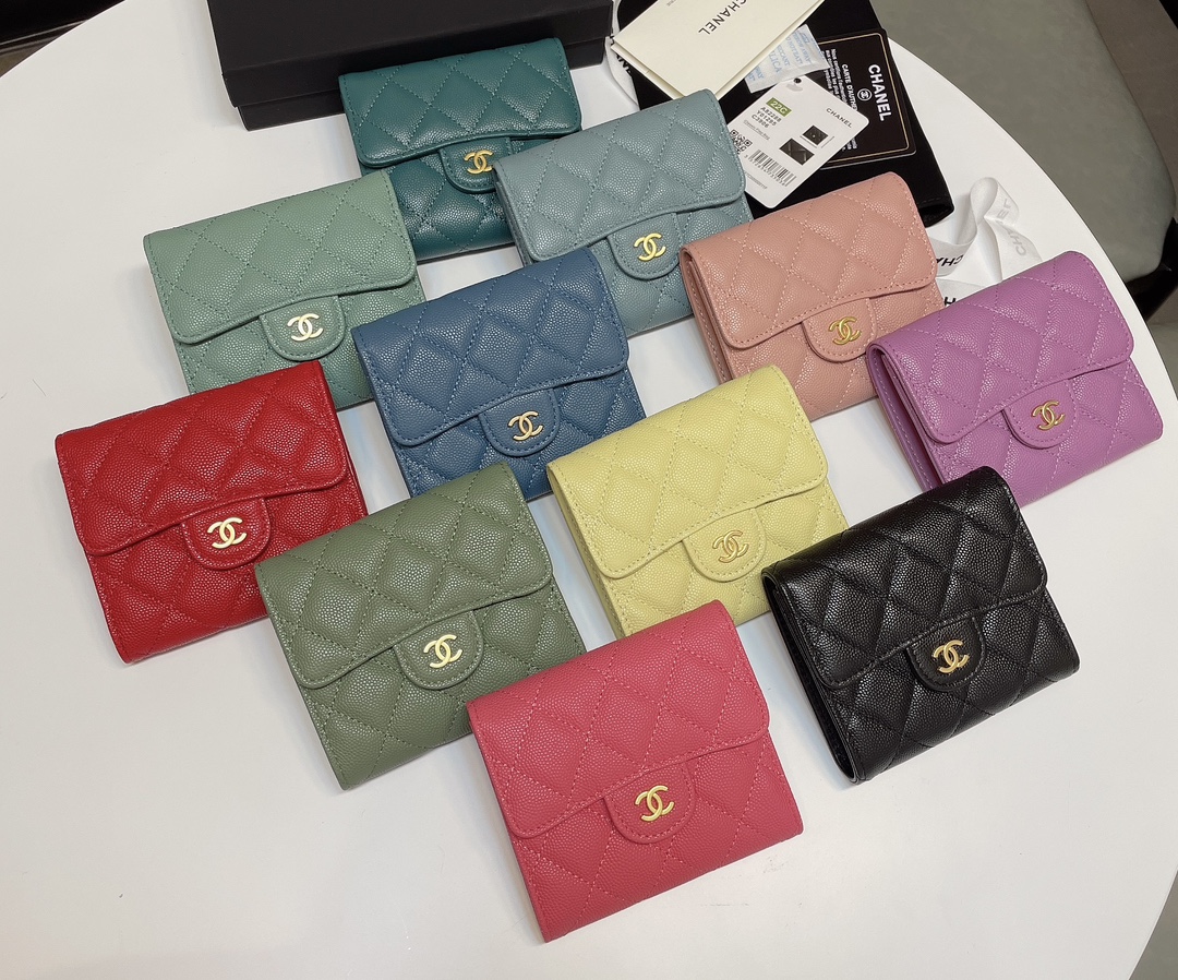 [TOP] CHANEL Lozenge Three Fold Wallet 11*10cm - 11 Colour