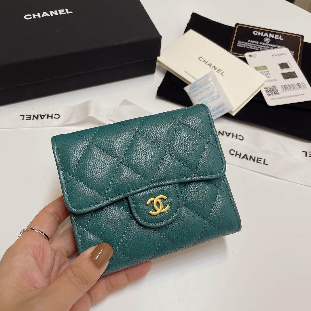 [TOP] CHANEL Lozenge Three Fold Wallet 11*10cm - 11 Colour