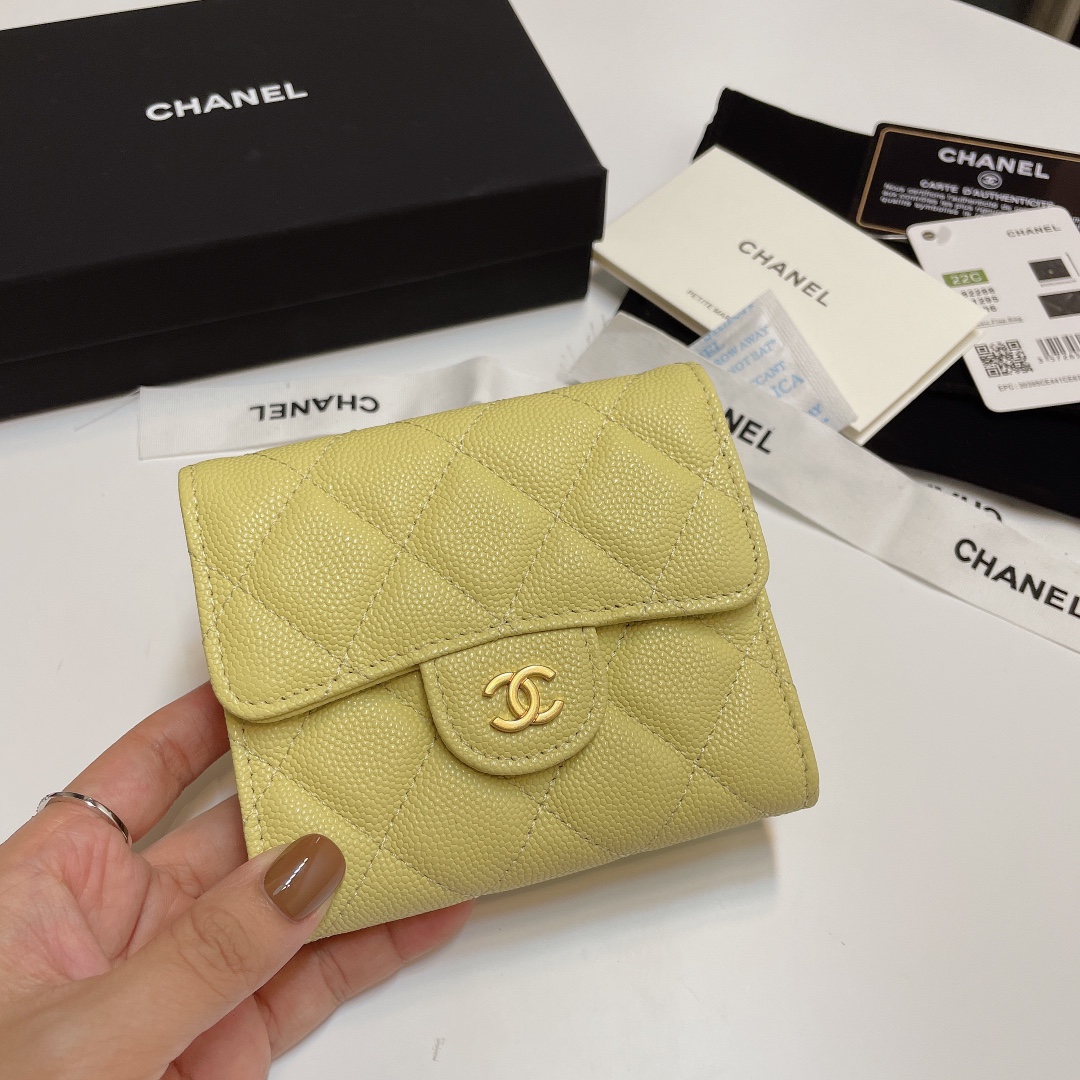 [TOP] CHANEL Lozenge Three Fold Wallet 11*10cm - 11 Colour
