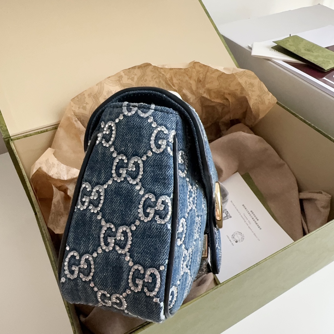 [TOP] GUCCI Lido GG Marmont Bags 26x15x7cm - Denim