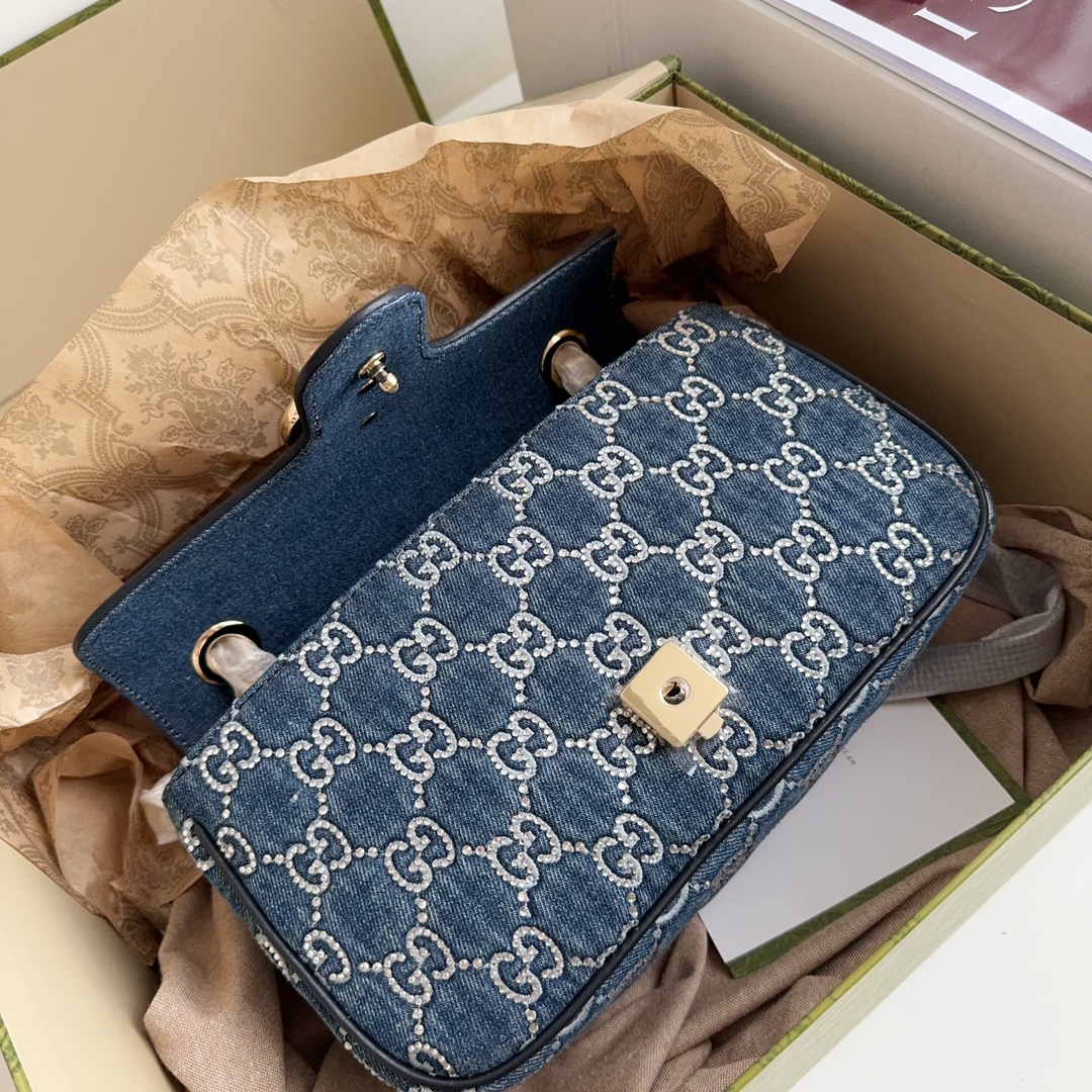 [TOP] GUCCI Lido GG Marmont Bags 26x15x7cm - Denim