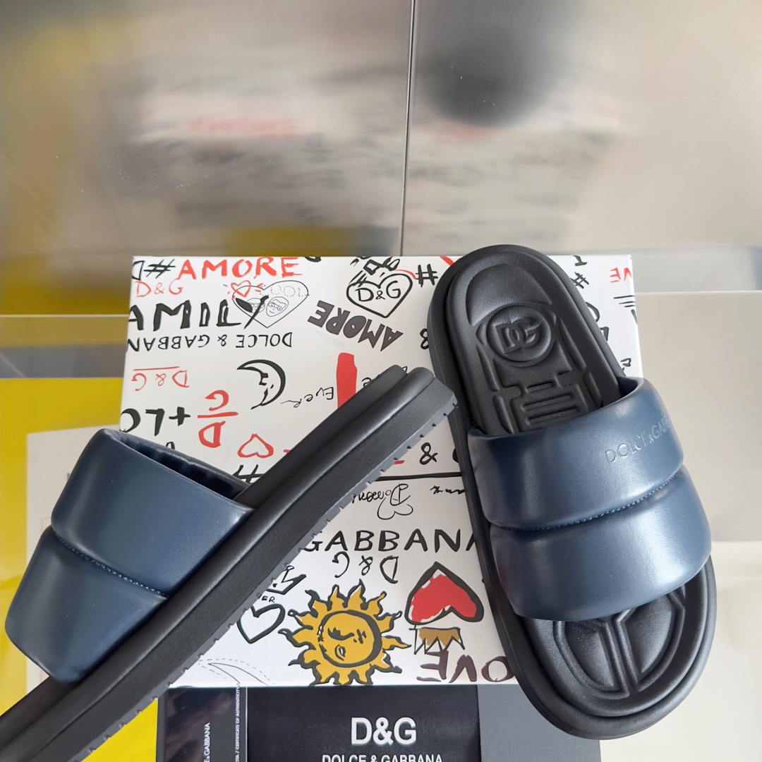 [TOP] Dolce & Gabbana D&G Cowhide Slippers - 8 Colour