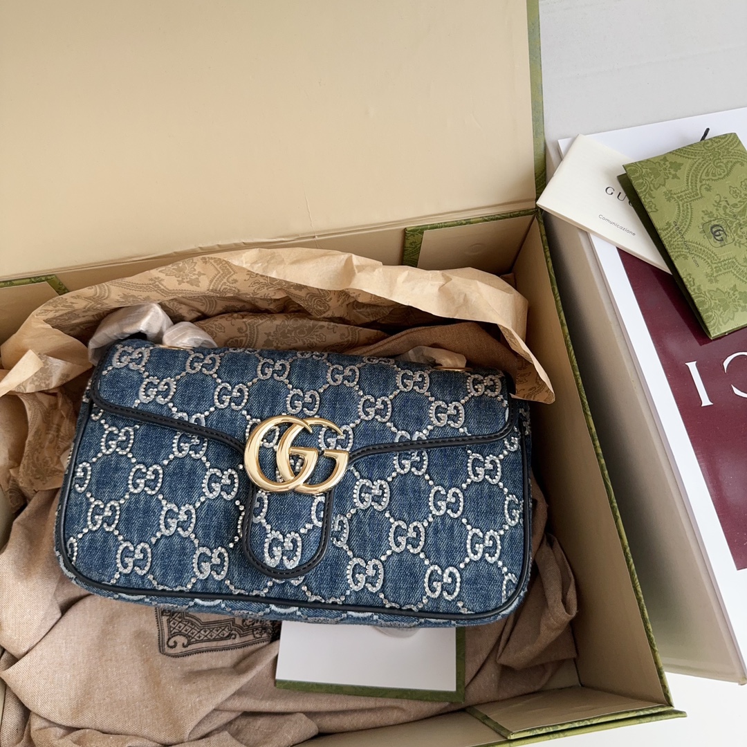 [TOP] GUCCI Lido GG Marmont Bags 26x15x7cm - Denim