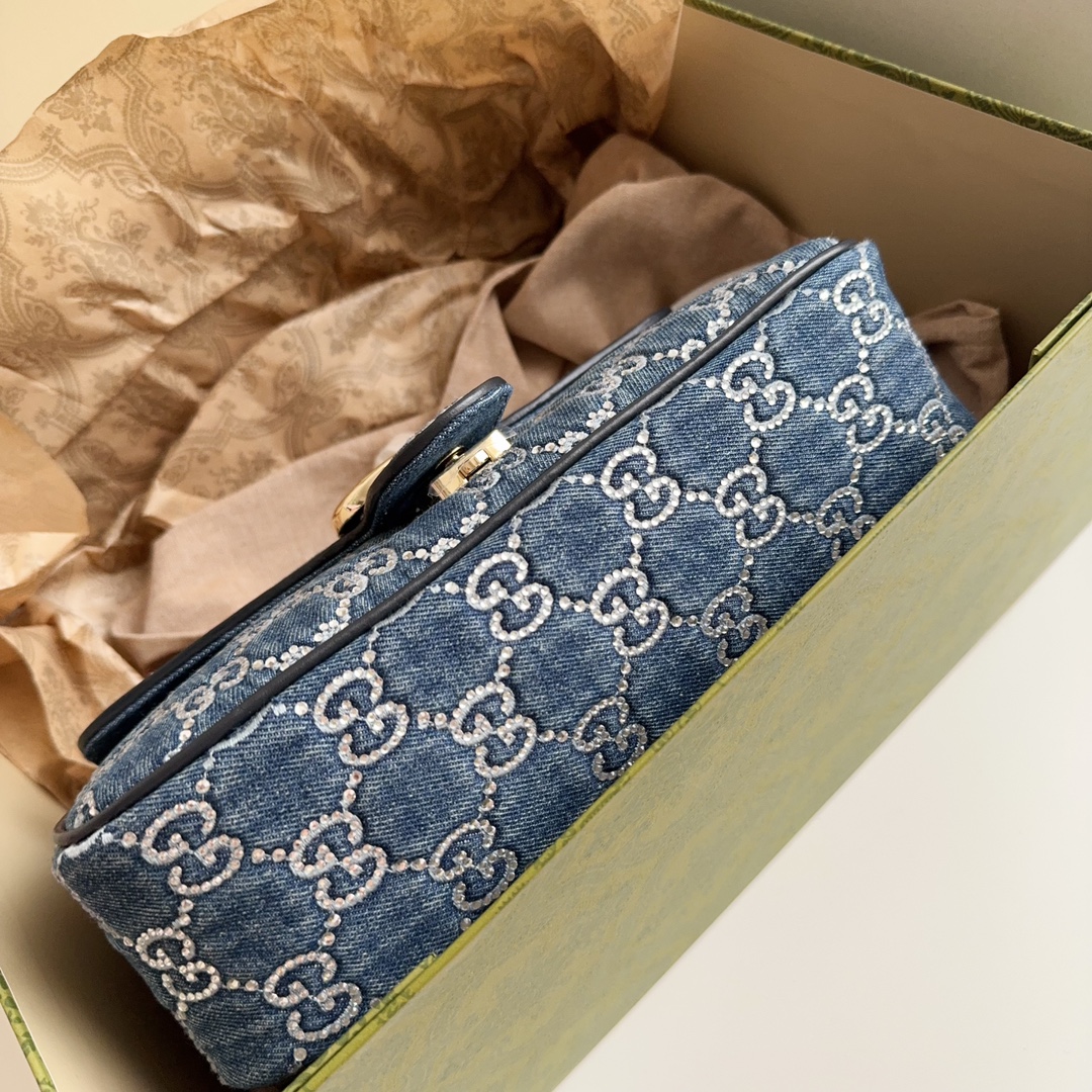 [TOP] GUCCI Lido GG Marmont Bags 26x15x7cm - Denim