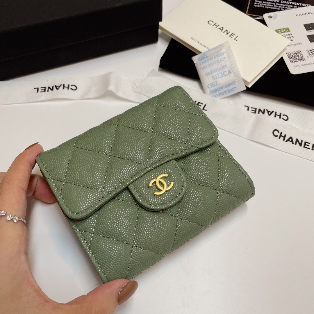 [TOP] CHANEL Lozenge Three Fold Wallet 11*10cm - 11 Colour