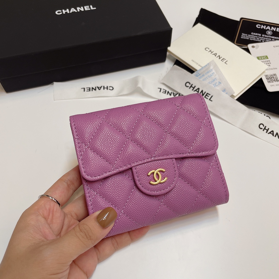[TOP] CHANEL Lozenge Three Fold Wallet 11*10cm - 11 Colour