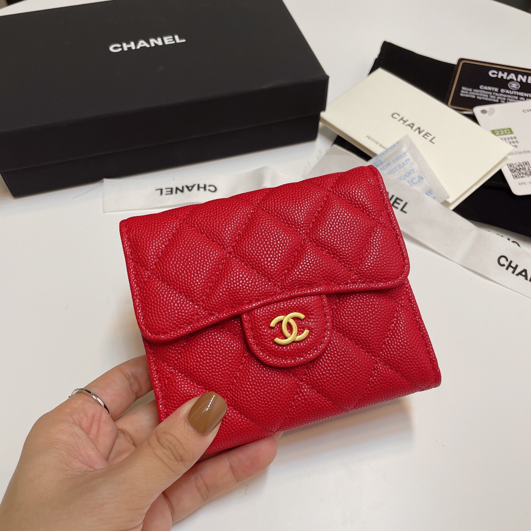 [TOP] CHANEL Lozenge Three Fold Wallet 11*10cm - 11 Colour