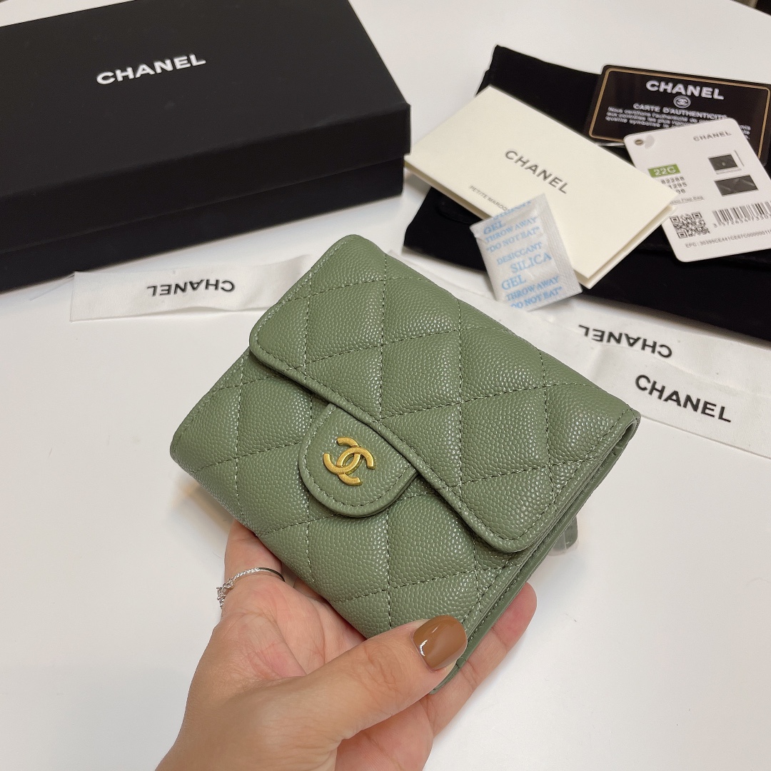 [TOP] CHANEL Lozenge Three Fold Wallet 11*10cm - 11 Colour