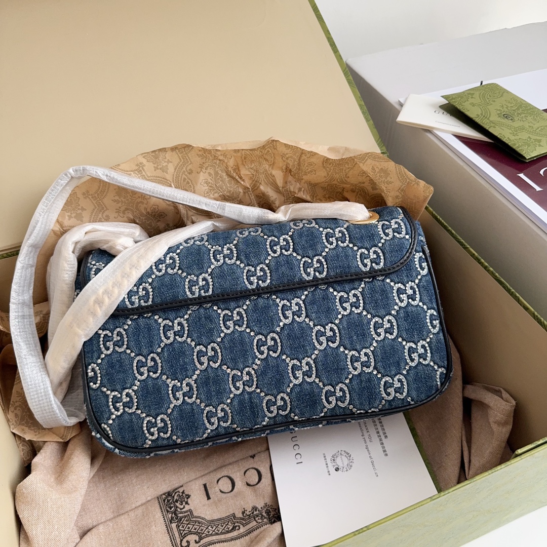 [TOP] GUCCI Lido GG Marmont Bags 26x15x7cm - Denim