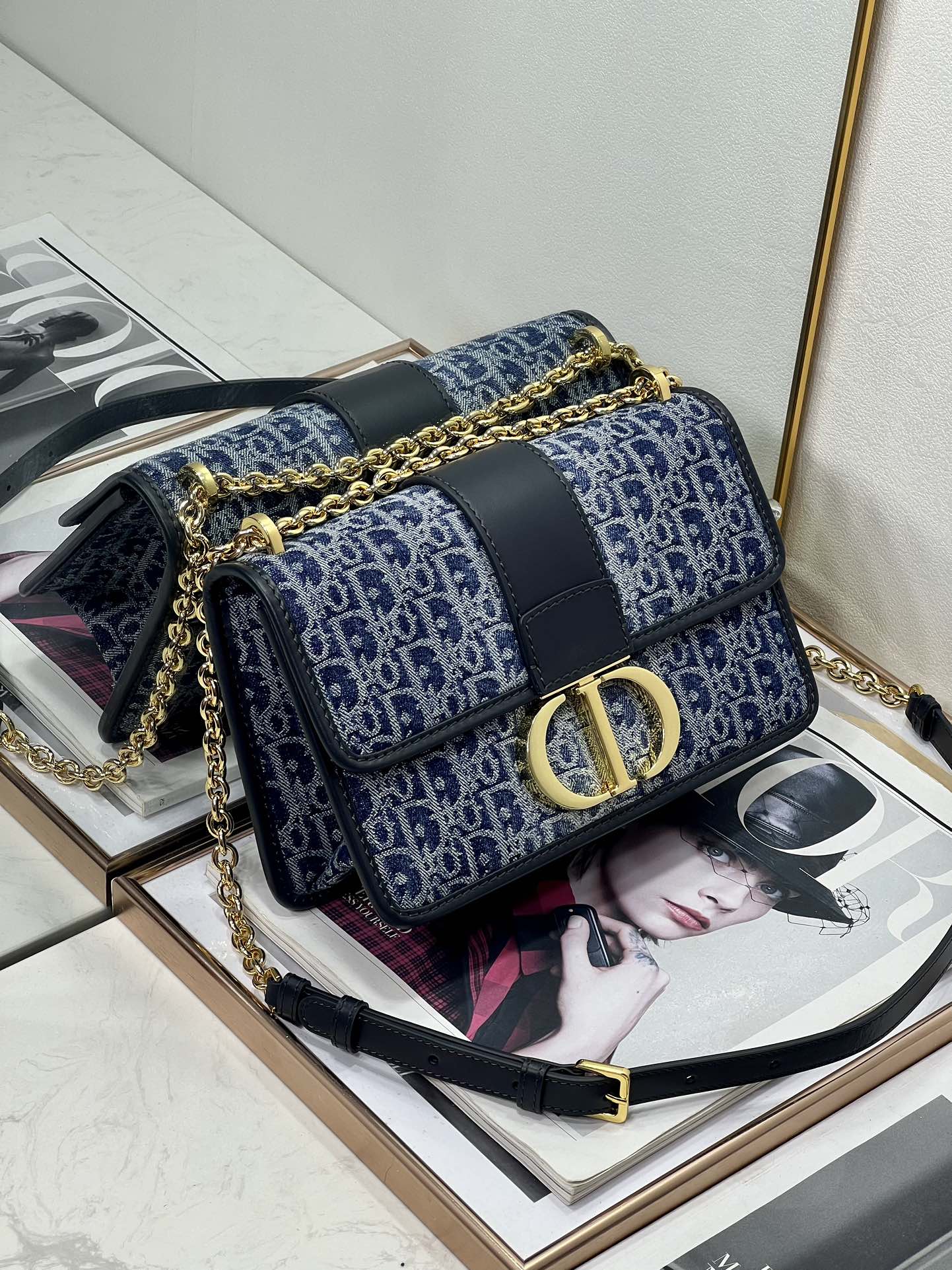 [TOP] Christian Dior 30 Montaigne Bag 25.5cm - Denim