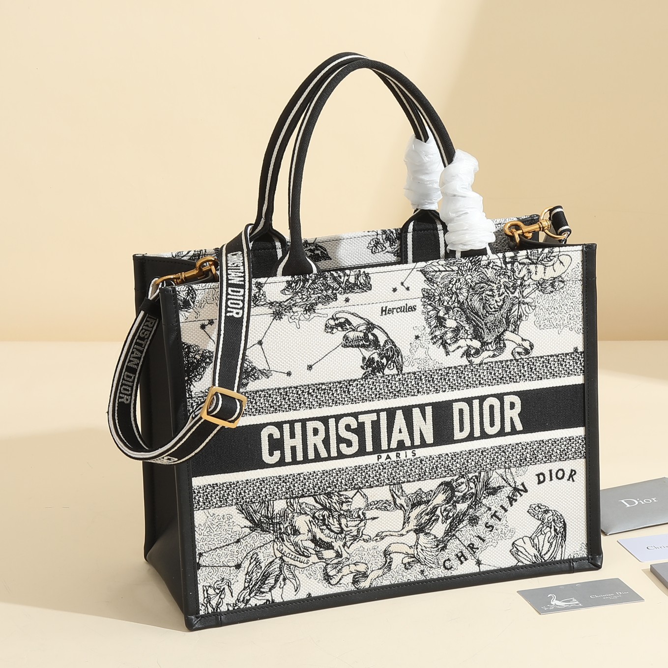 [TOP] Christian Dior Book Tote Bag Constellation 26.5x21x14cm/36x27x16.2cm - Off White