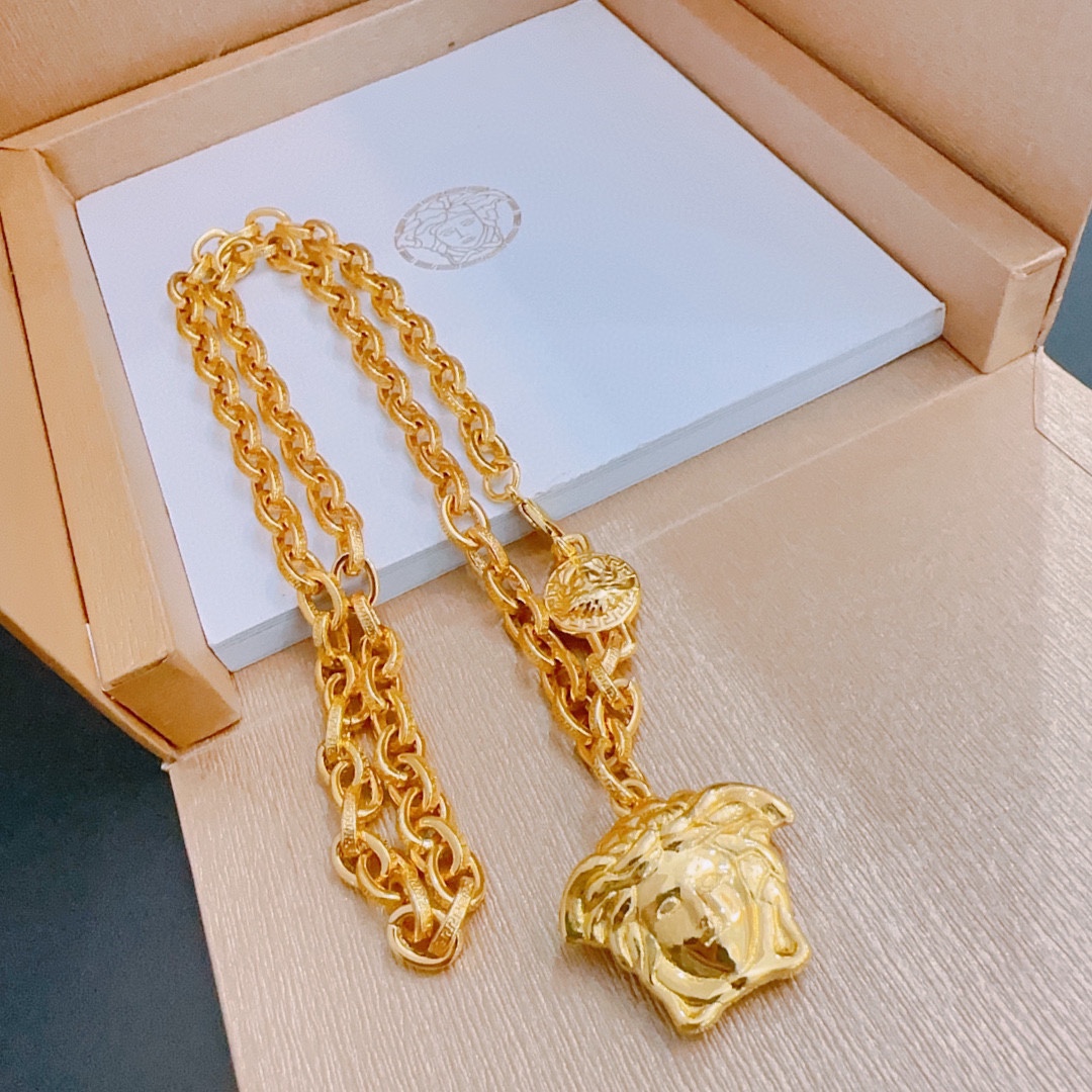 [TOP] Versace Men's/Women's Necklace-Gold