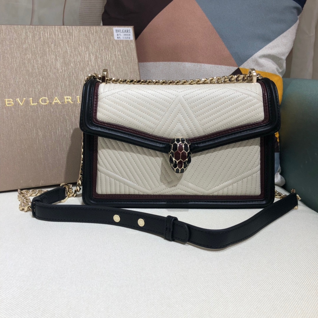 [TOP] BVLGARI Sheepskin Snake Head Bag 24x15x7cm