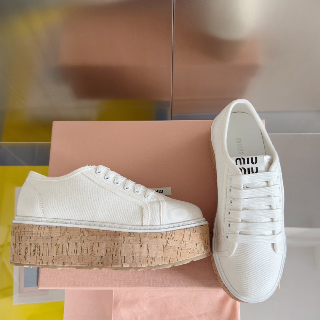 [TOP] Miu Miu Denim Thick Sole Sneakers - 3 Colors