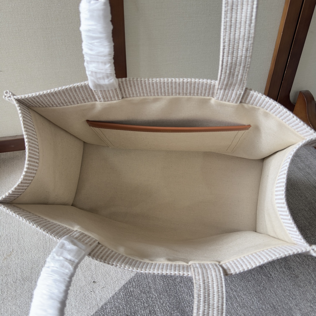 [TOP] CELINE Cabas Canvas Tote Bag 41x17.5x28 cm - White