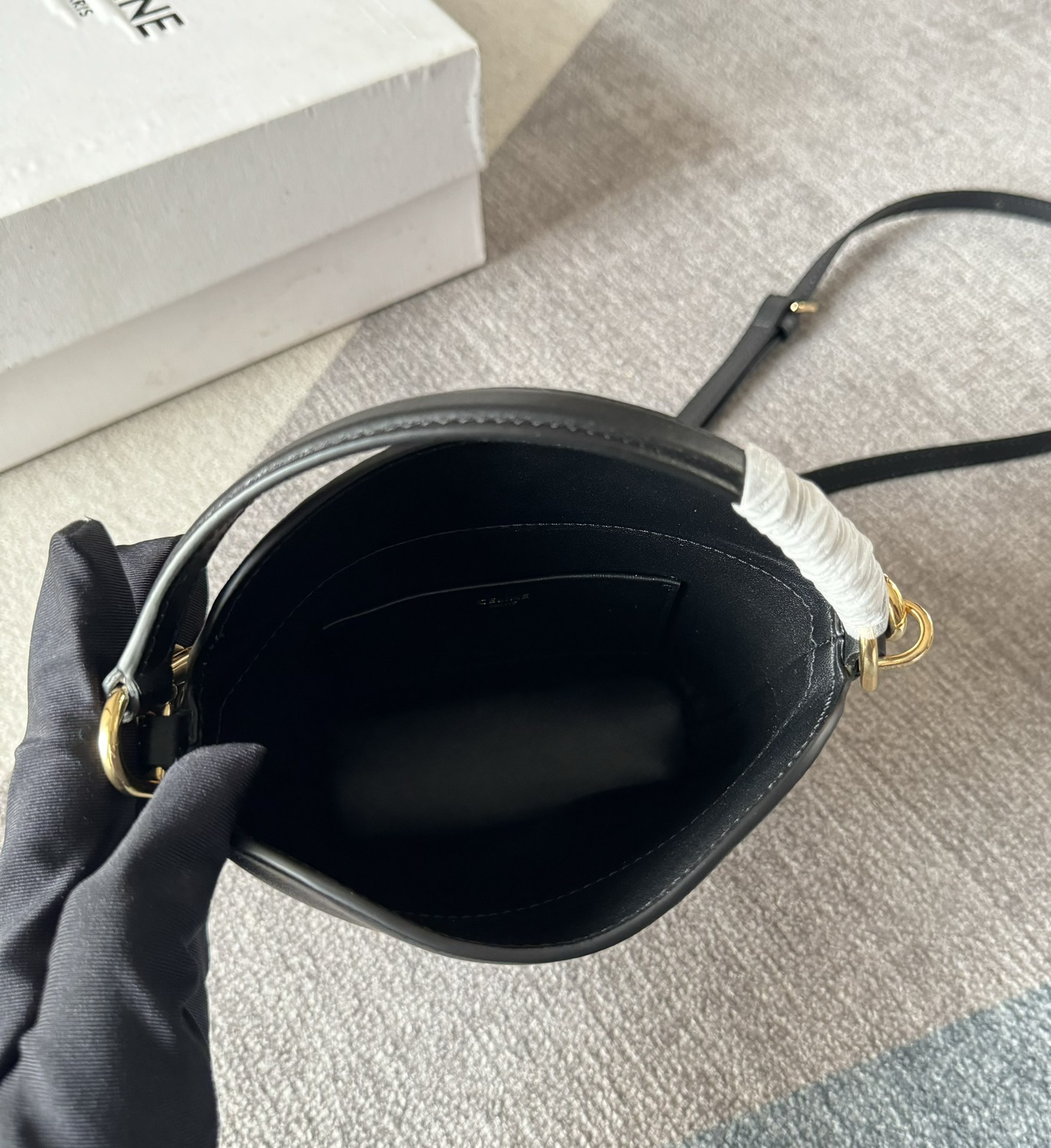 [TOP] CELINE Bucket Bag Mini 13.5×12.5×5cm - Black