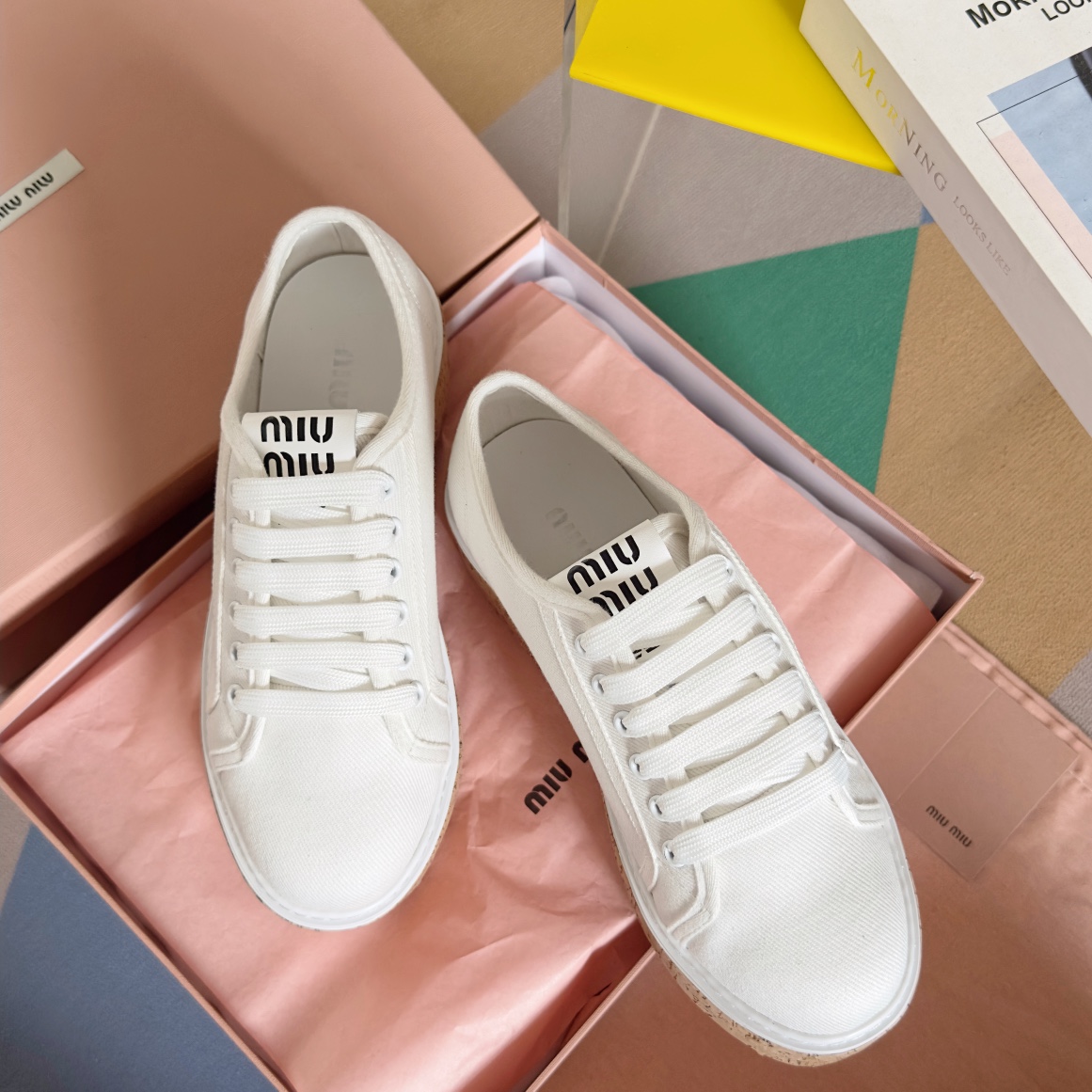 [TOP] Miu Miu Denim Thick Sole Sneakers - 3 Colors