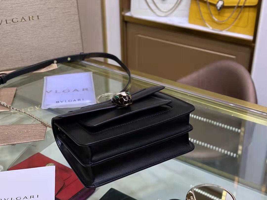 [TOP] BVLGARI Serpenti Crossbody Bag 19*13*7cm - Black
