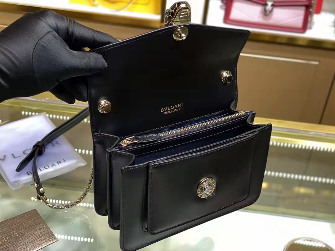 [TOP] BVLGARI Serpenti Crossbody Bag 19*13*7cm - Black