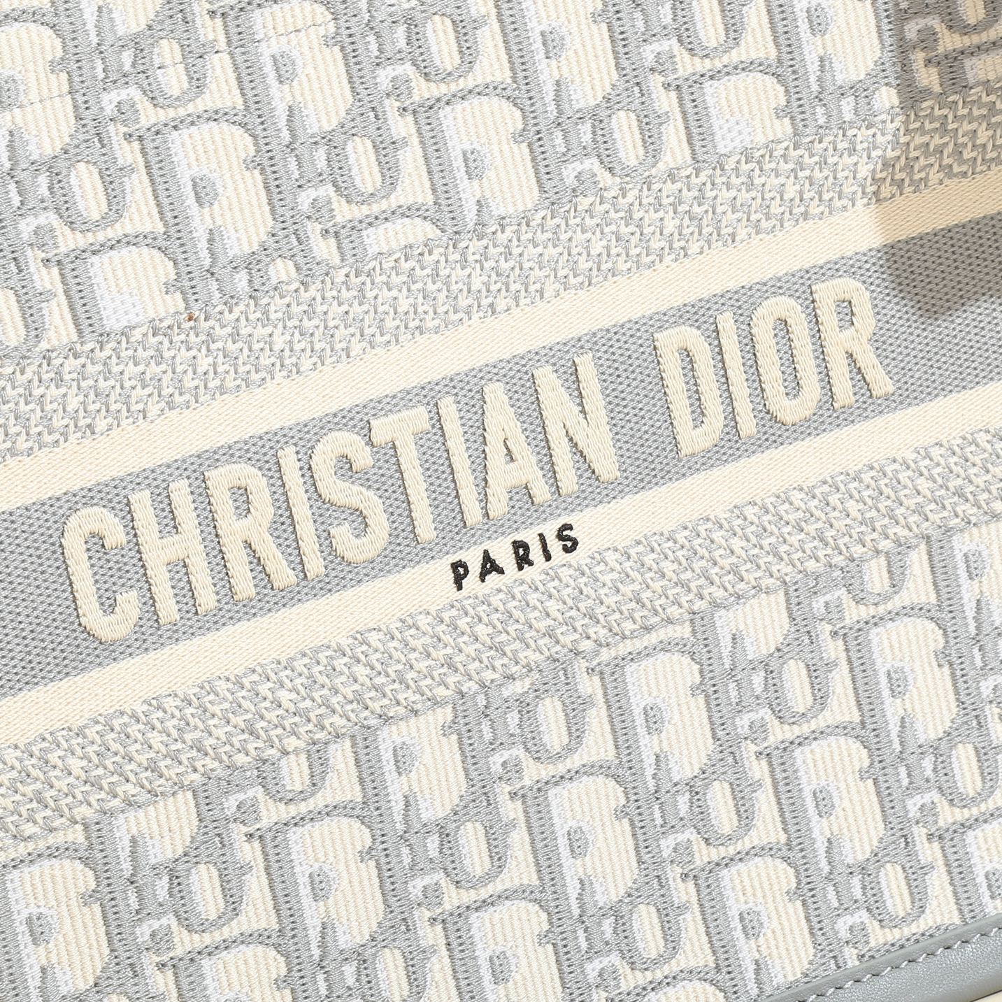 [TOP] Christian Dior Book Tote Bag Oblique 26.5x21x14cm/36x27x16.2cm - Gray
