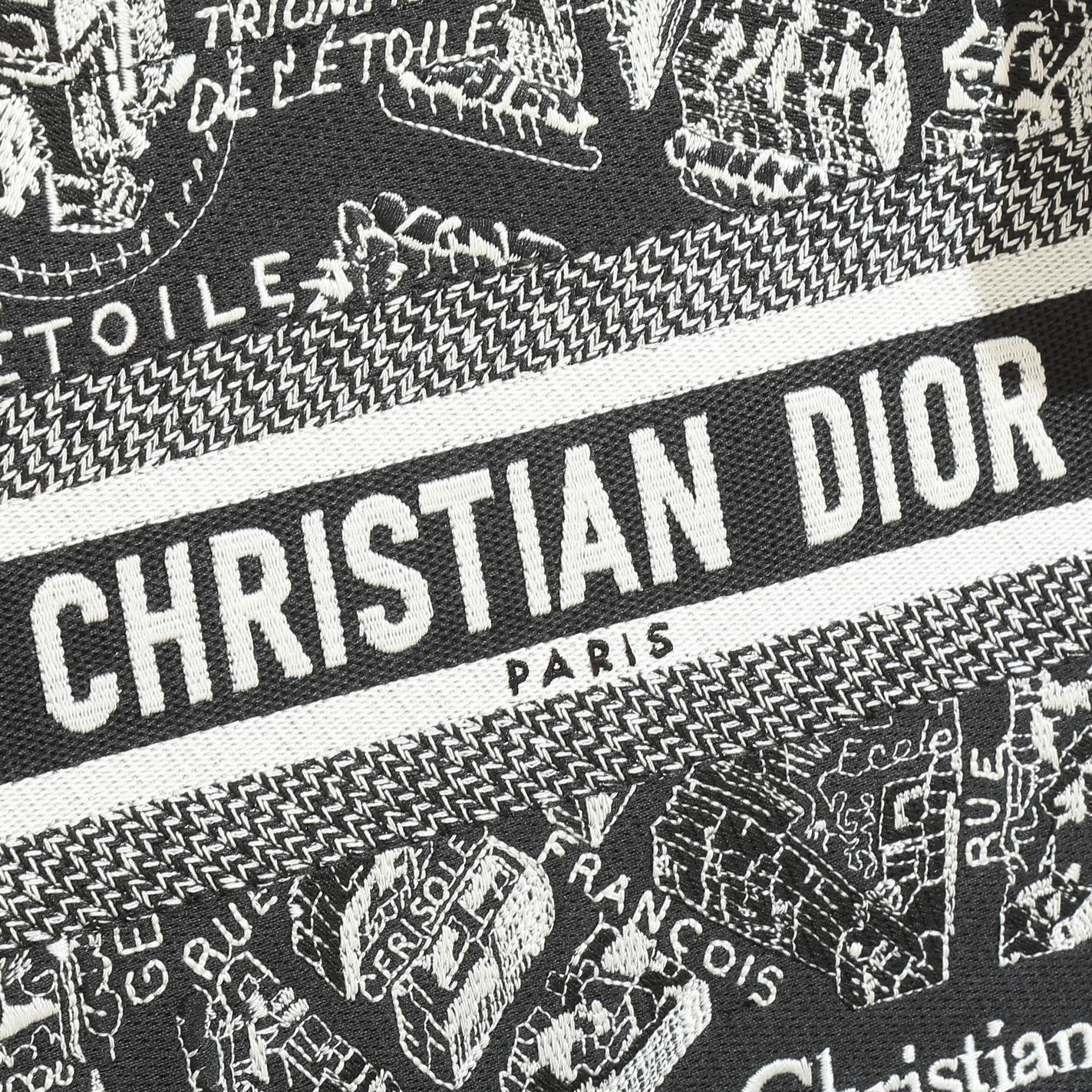 [TOP] Christian Dior Book Tote Bag Paris Map 26.5x21x14cm/36x27x16.2cm - Black