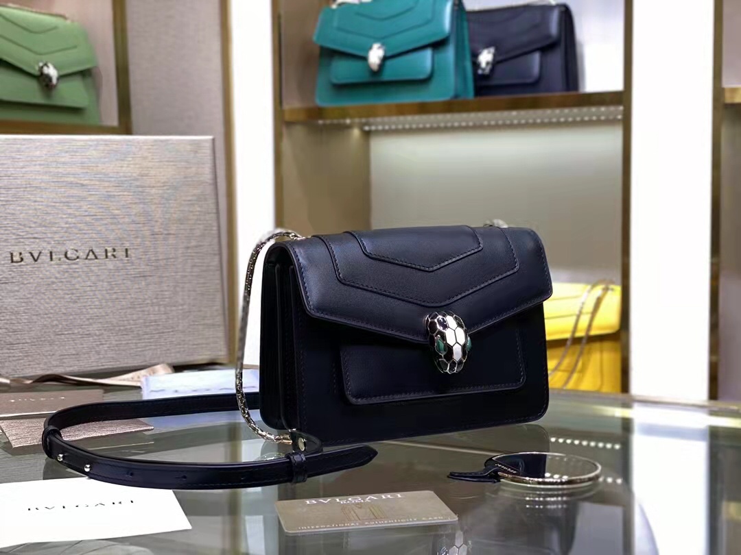 [TOP] BVLGARI Serpenti Crossbody Bag 19*13*7cm - Black