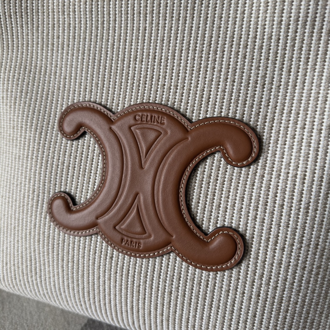 [TOP] CELINE Cabas Canvas Tote Bag 41x17.5x28 cm - White