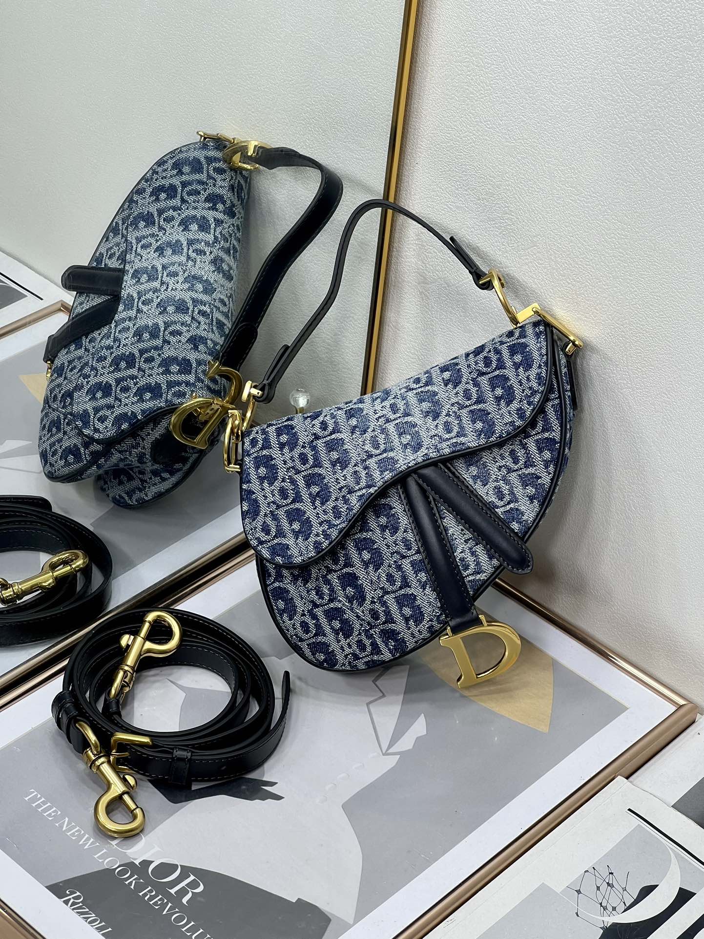 [TOP] Christian Dior Saddle Bags 19.5cm/25.5cm - Denim