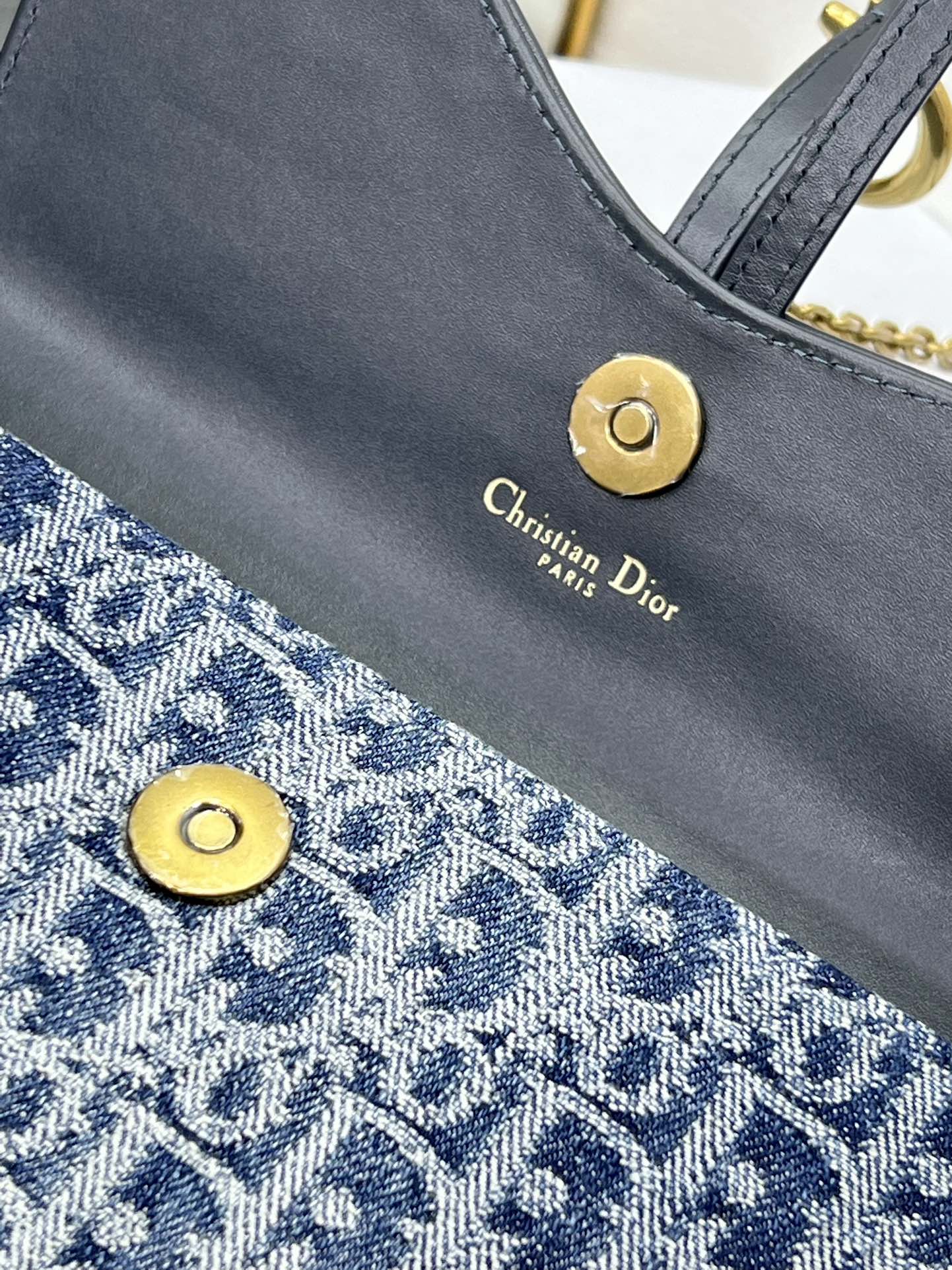 [TOP] Christian Dior Saddle Chain Handbag 21.5*12.5*3.7cm - Denim
