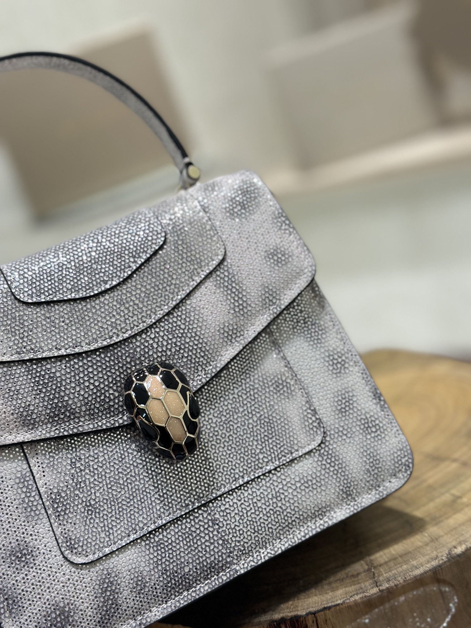 [TOP] BVLGARI Water Snake Skin Snake Head Bag 18 cm