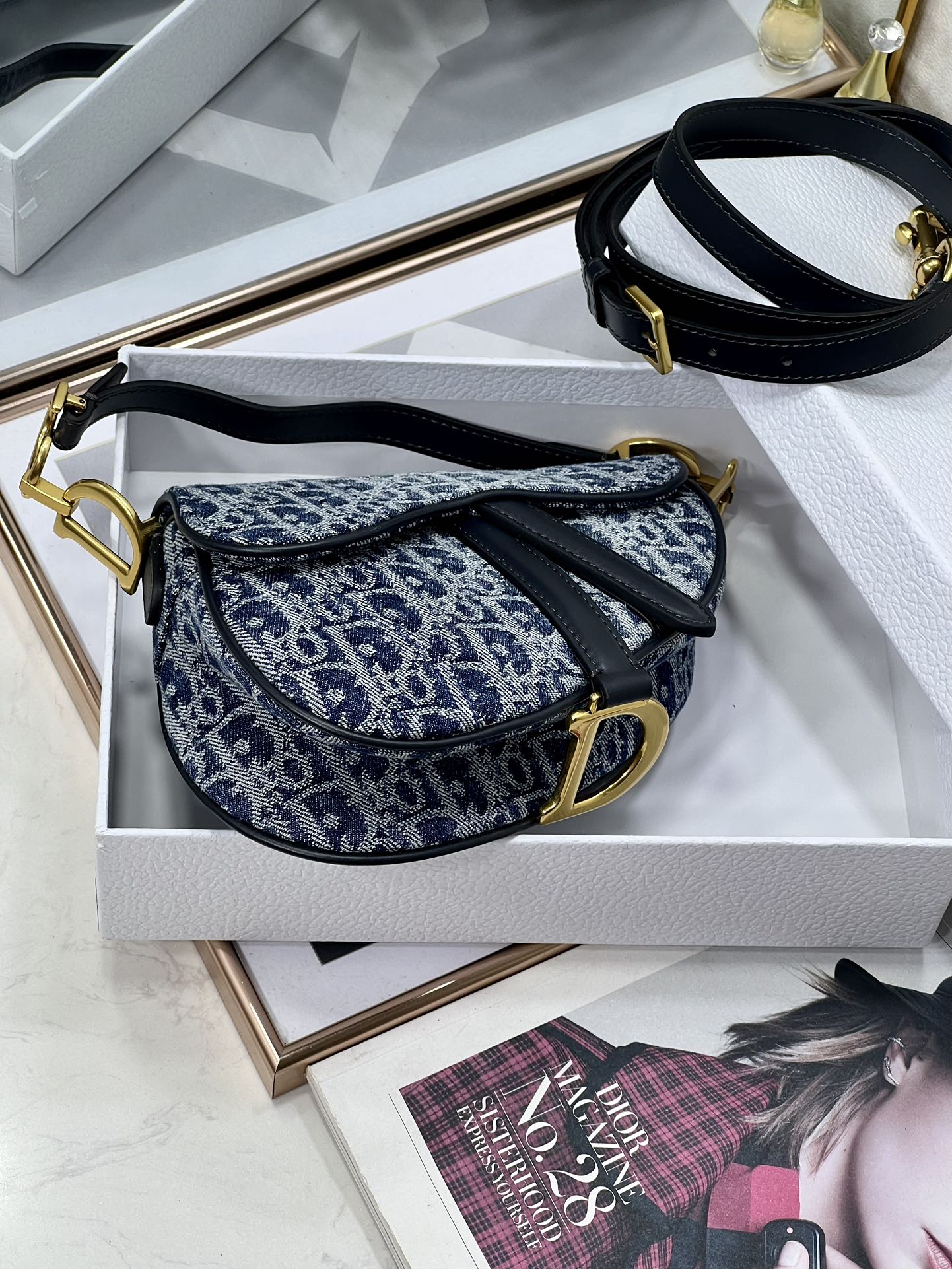 [TOP] Christian Dior Saddle Bags 19.5cm/25.5cm - Denim