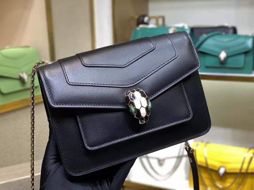 [TOP] BVLGARI Serpenti Crossbody Bag 19*13*7cm - Black