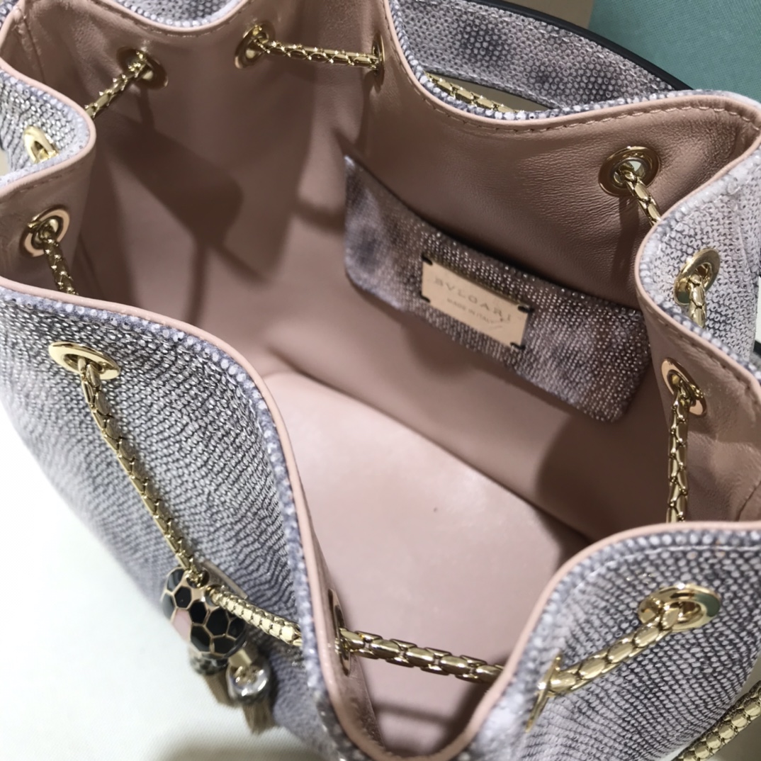 [TOP] BVLGARI Snake Skin Bucket Bag 16*20*10.5cm