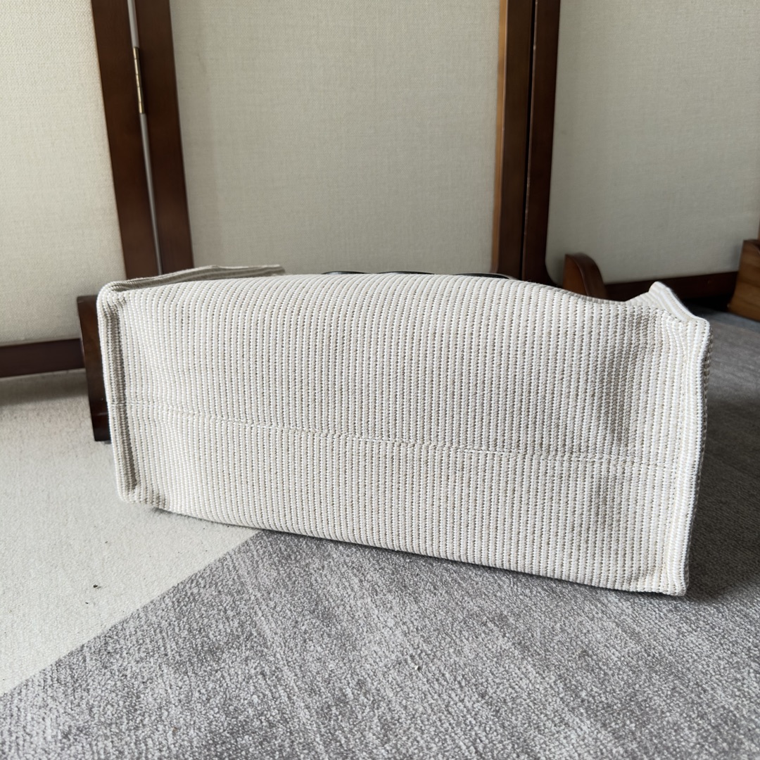 [TOP] CELINE Cabas Canvas Tote Bag 41x17.5x28 cm - White