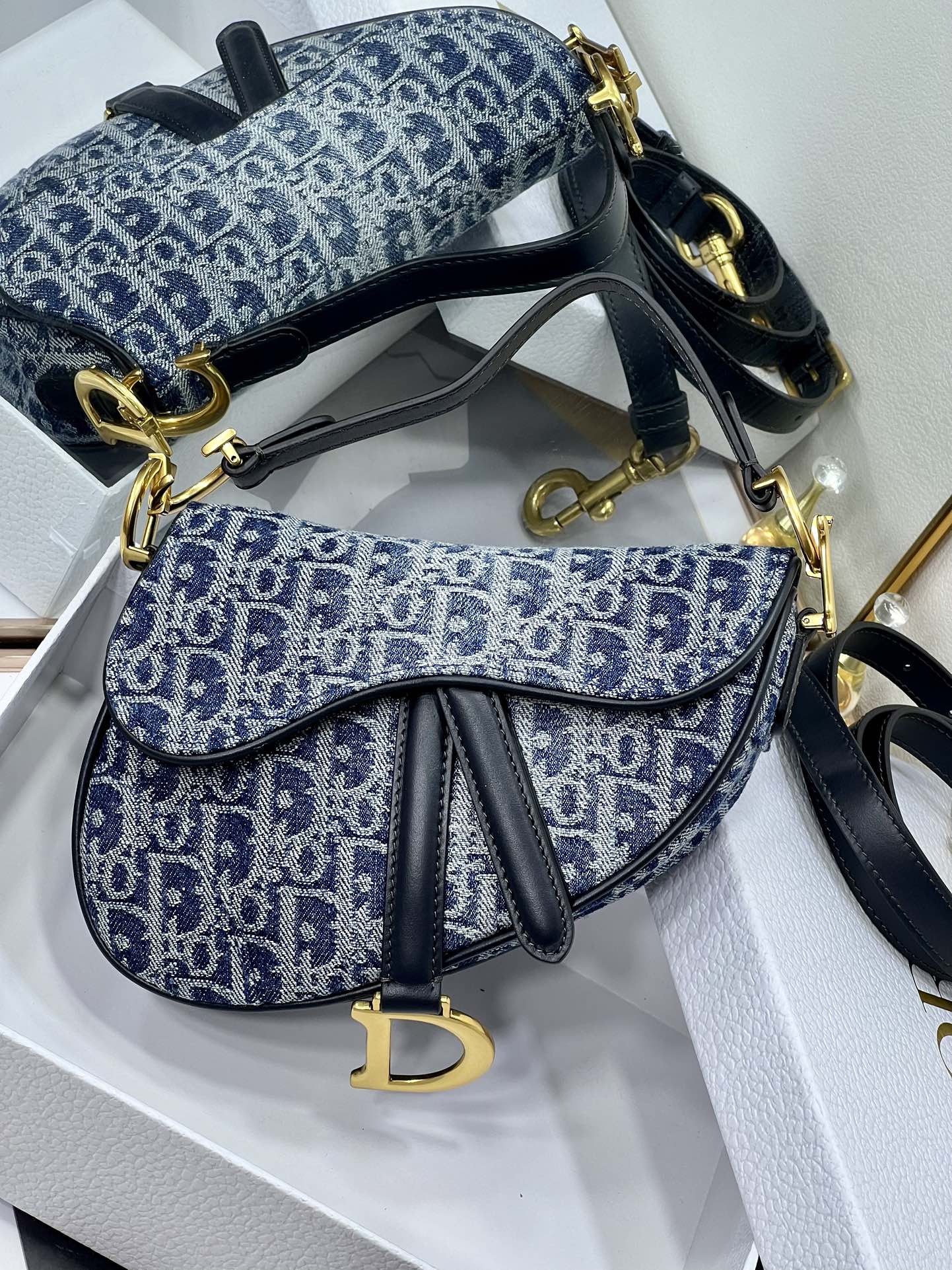 [TOP] Christian Dior Saddle Bags 19.5cm/25.5cm - Denim