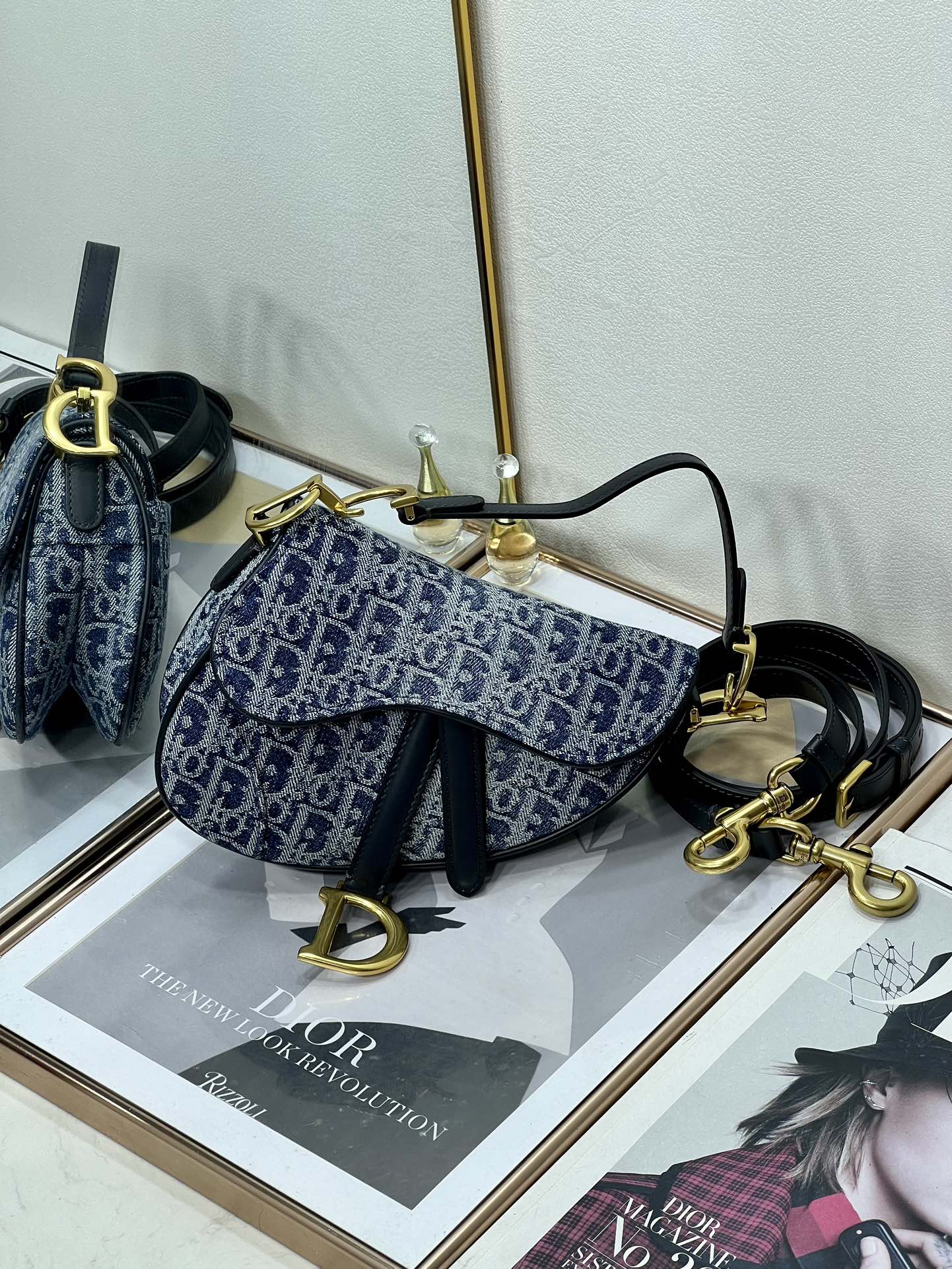 [TOP] Christian Dior Saddle Bags 19.5cm/25.5cm - Denim