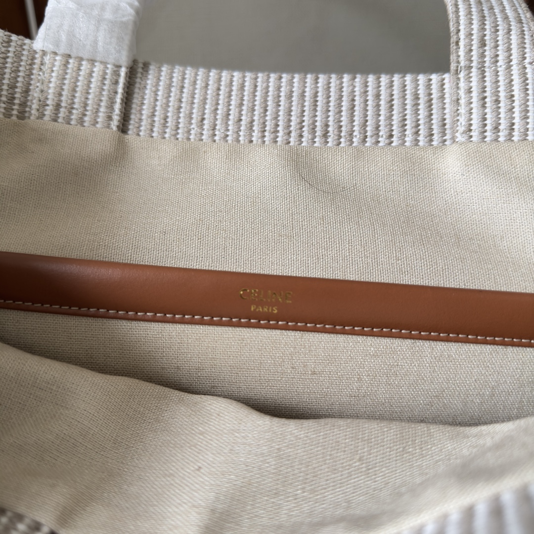[TOP] CELINE Cabas Canvas Tote Bag 41x17.5x28 cm - White