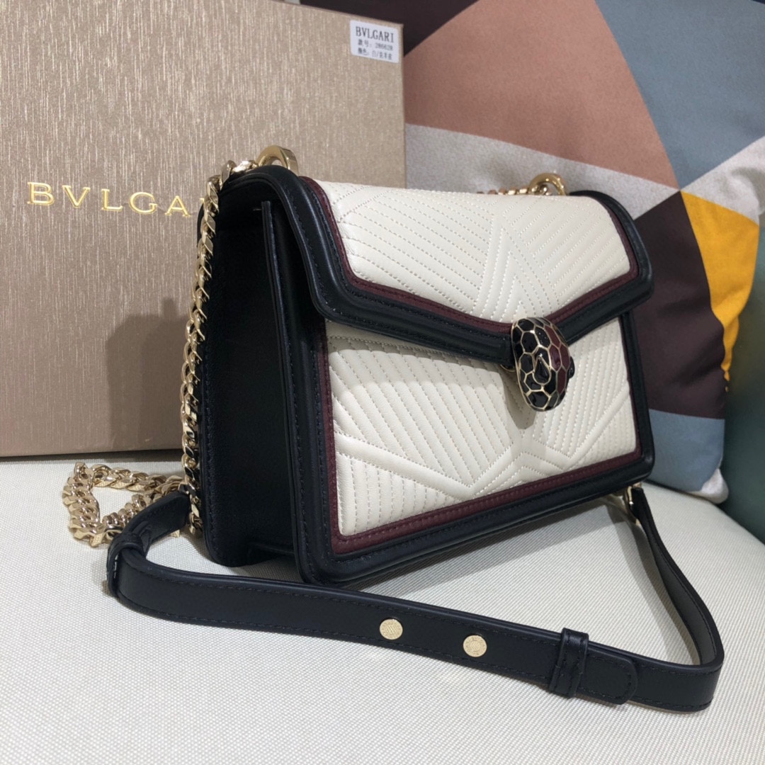 [TOP] BVLGARI Sheepskin Snake Head Bag 24x15x7cm