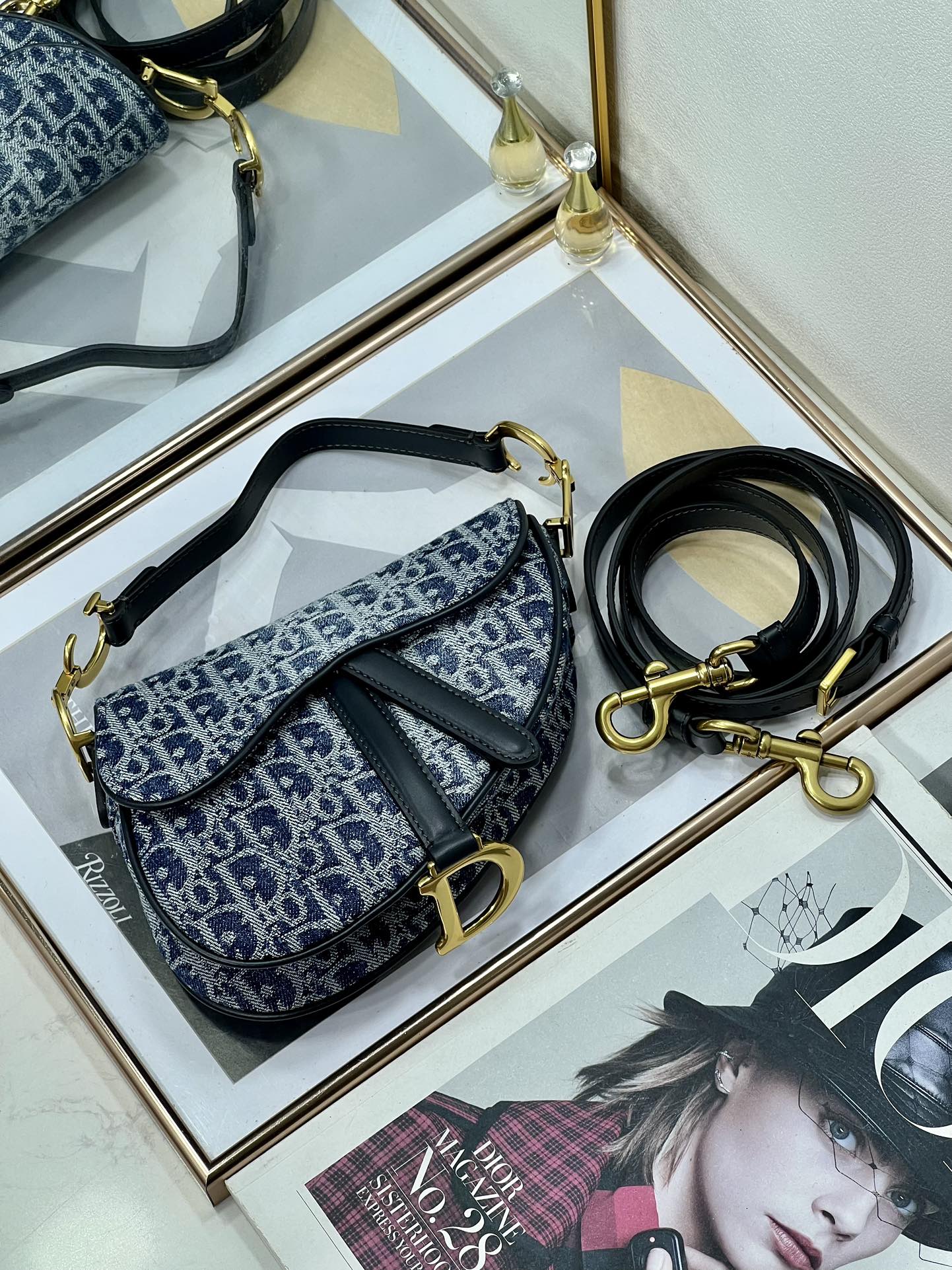 [TOP] Christian Dior Saddle Bags 19.5cm/25.5cm - Denim