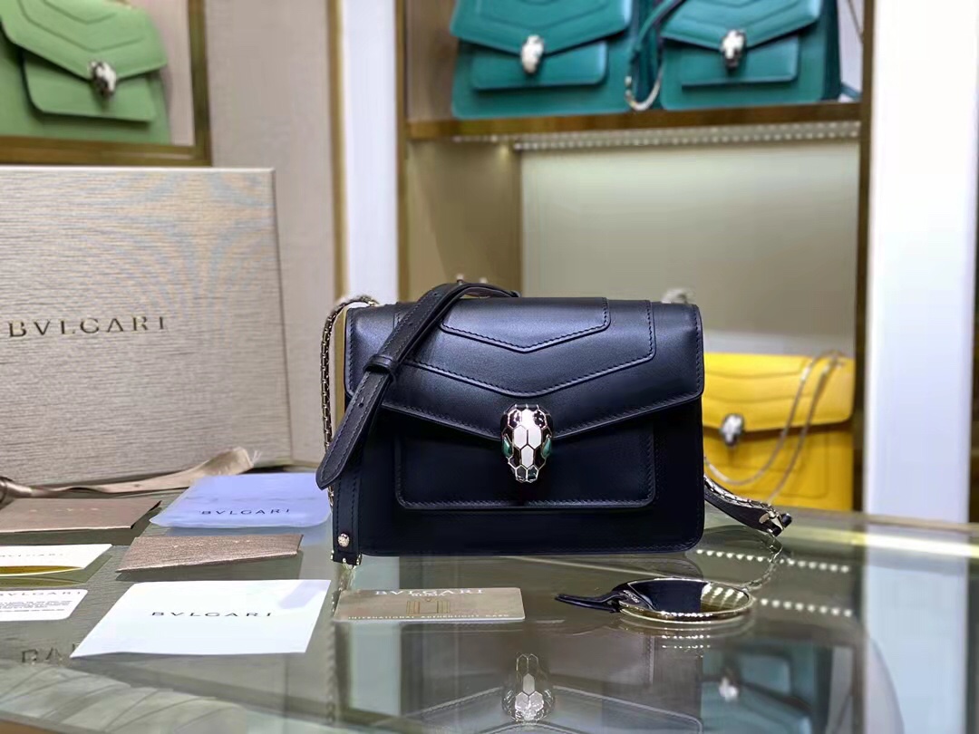 [TOP] BVLGARI Serpenti Crossbody Bag 19*13*7cm - Black