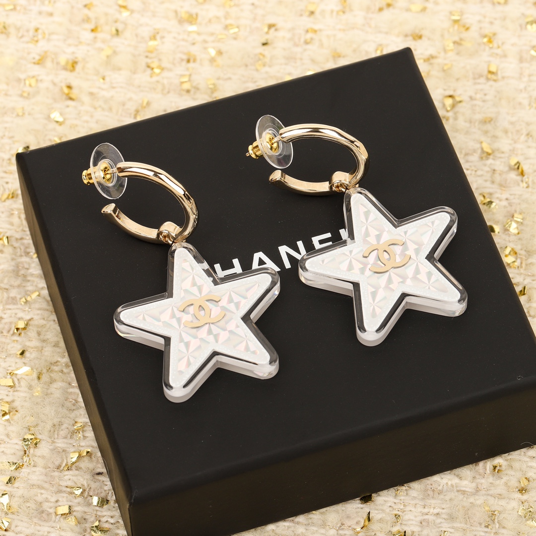 [TOP] CHANEL Star Earrings-White
